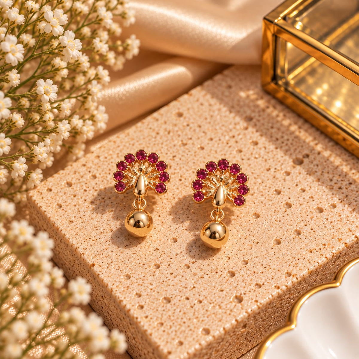 Round Crystal & Teardrop Earrings for Women